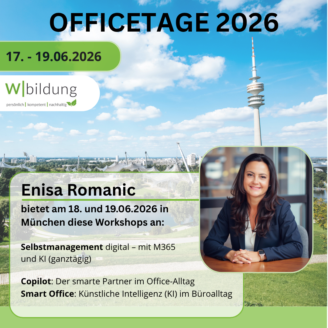 Officetage 2026 - Assistenzkongress in München
3 Workshops mit Enisa Romanic